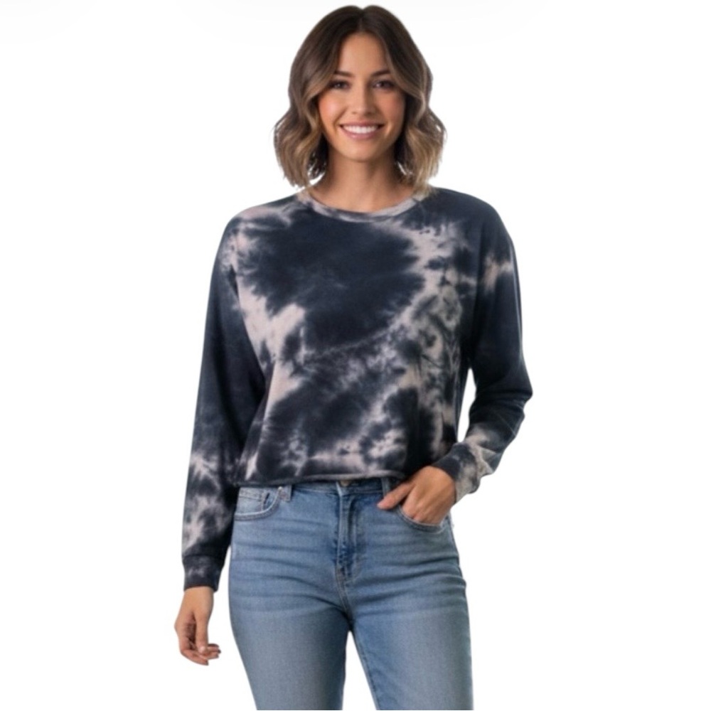 Sz.M- Tie Dye Long Sleeve Top- light Pink & Black